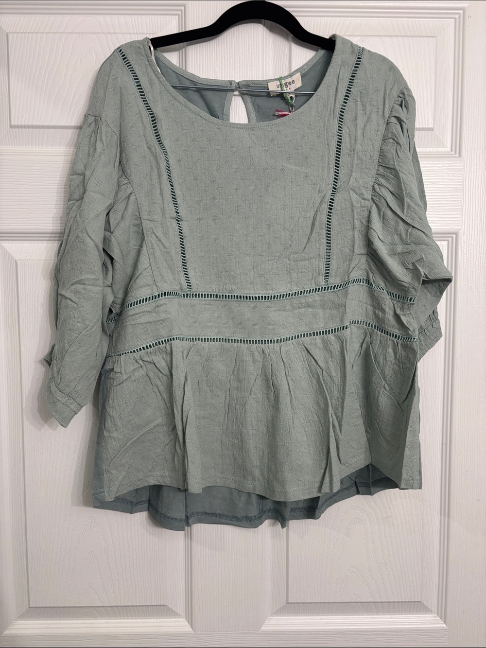 Umgee Sage Green Peplum Tunic Top